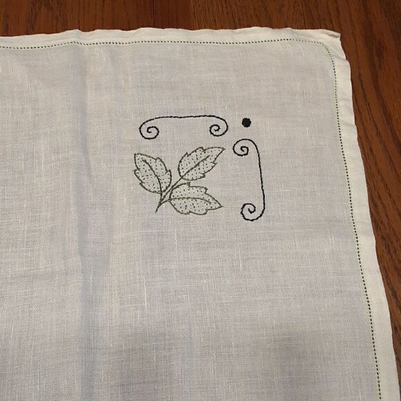 This beautiful linen 31" sq. table cloth is Unfinished embroidered project. - Picture 6 of 10